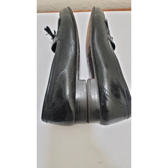 International Passport men's  Black Leather Slip-On Loafers With Tassel Detail S - Picture 7 of 13